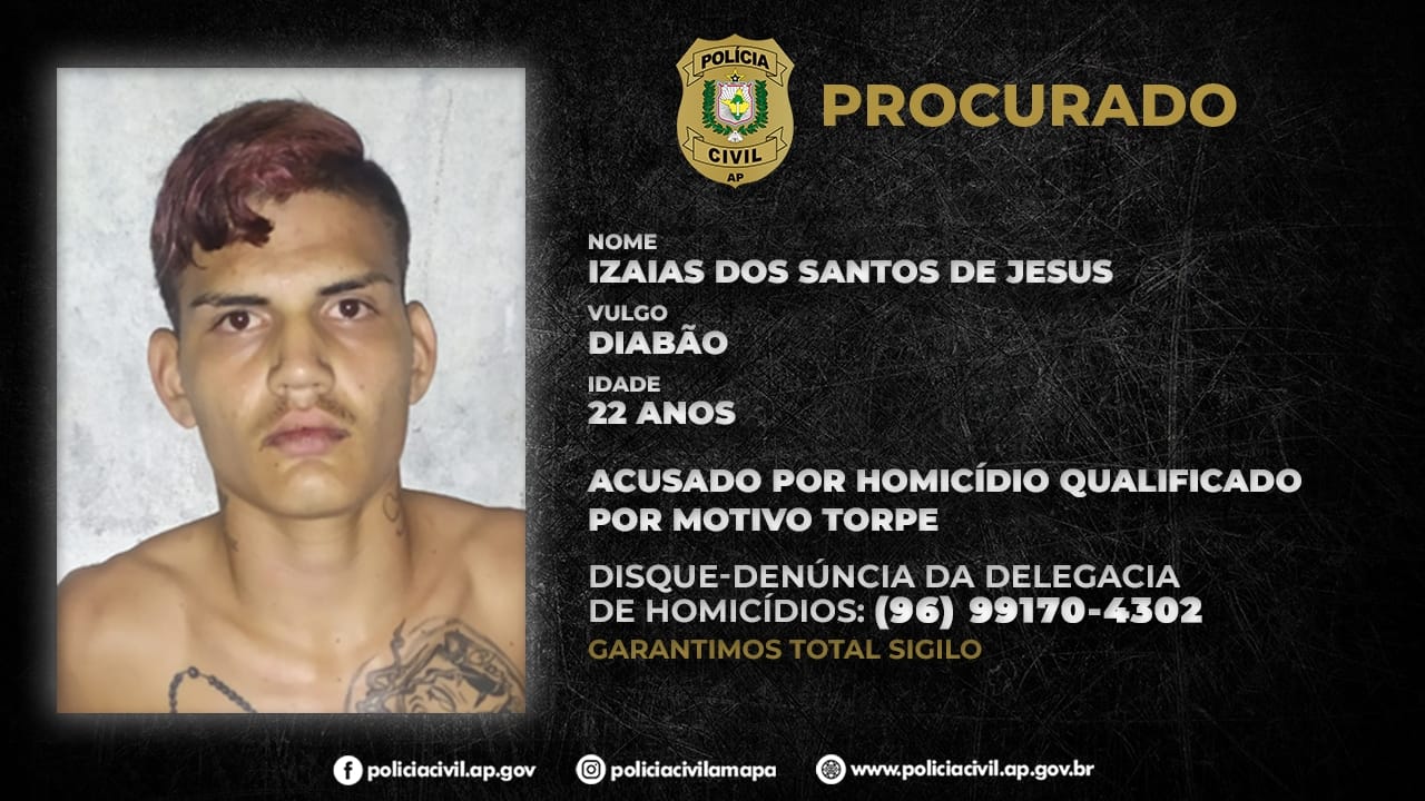 POLÍCIA CIVIL PEDE A COLABORAÇÃO DA POPULAÇÃO PARA LOCALIZAR INDIVÍDUO INVESTIGADO POR MATAR MOTORISTA DE APLICATIVO NA ZONA SUL DE MACAPÁ 